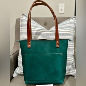Portland Leather Goods Small Zippered Tote-Caribbean